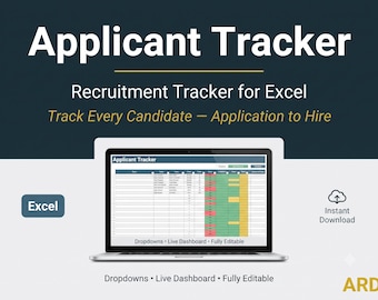 Applicant Tracker Spreadsheet | Recruitment Candidate Tracker for Excel Hiring Pipeline Dashboard with Dropdowns  Small Business HR Template