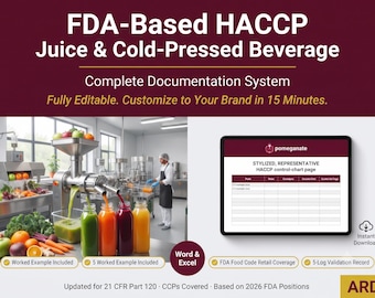 FDA Juice And  Cold-Pressed Beverage Food Safety Documentation System Full Pack 21 CFR 120