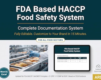 FDA HACCP Food Safety Documentation System Full Pack For All  Sectors ( NACMCF CGMp SSOp )