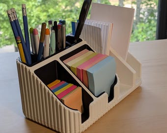 Modular Desk Organizer, Customizable Multi-Slot Pen Holder, Sticky Notes Caddy