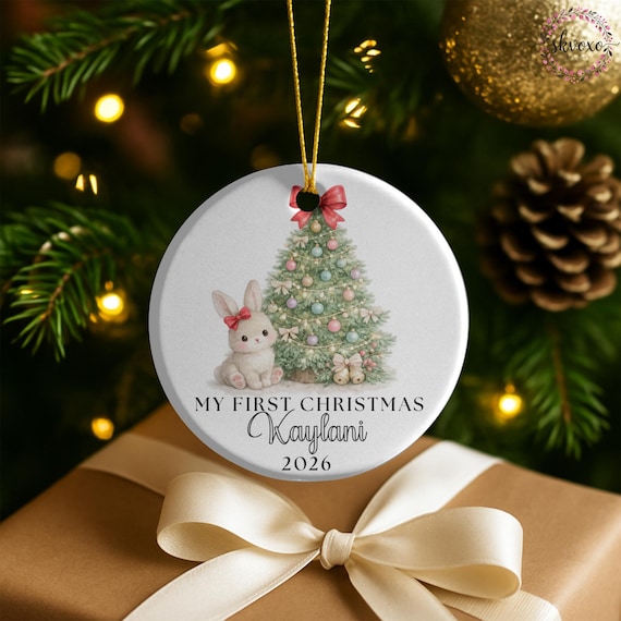 Baby First Christmas Ornament, Personalized Baby Keepsake Ornament 2026, Custom New Baby Gift with Name, ceramic ornament, Baby gift