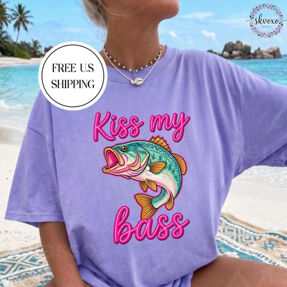 Copy of Comfort Colors® Coastal Preppy Summer T-Shirt | Preppy Kiss My Bass Fishing Shirt