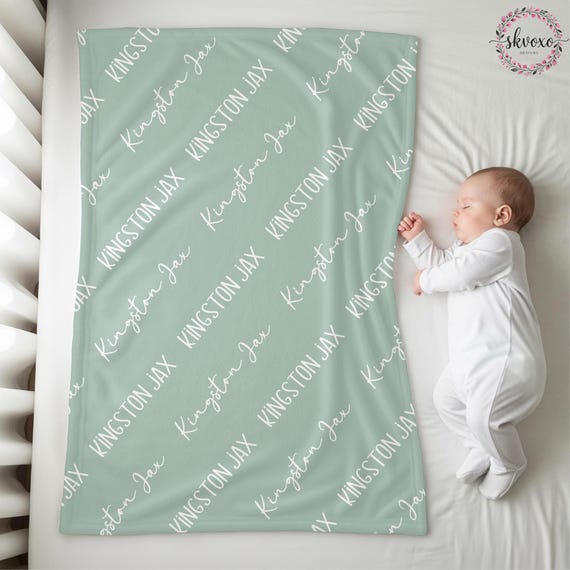 Personalized Newborn Blanket, Custom Baby Name Swaddle, Baby Keepsake