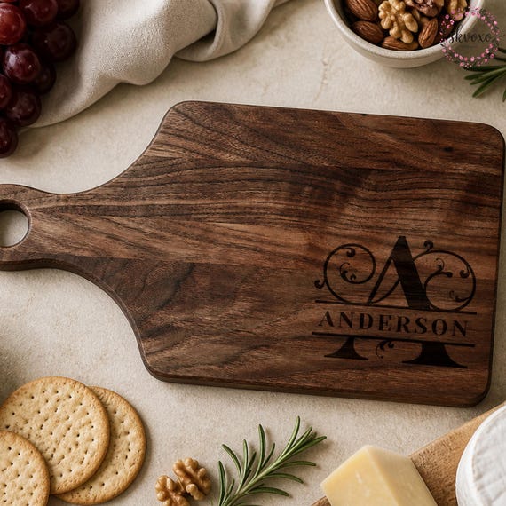 Custom Name Engraved Wedding Gift, Personalized Wood Cutting Board, Charcuterie Board, Housewarming Present, Anniversary Gift