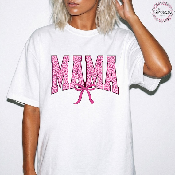 Mama pink glitter bow T-shirt