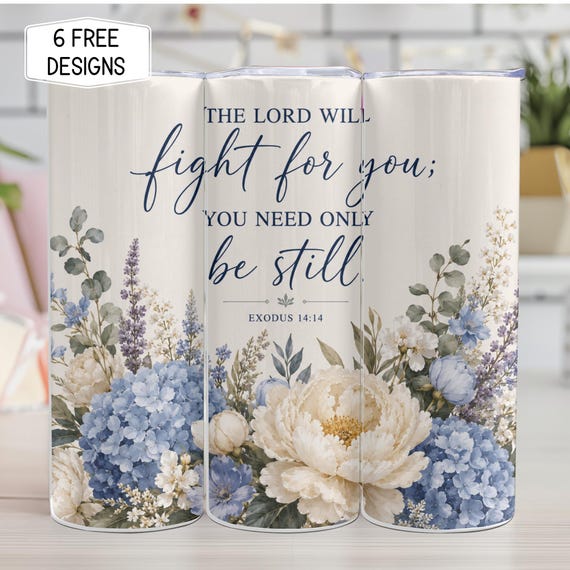 Bible Verse 20oz Tumbler Wrap PNG, Christian Floral Sublimation Design, Bible Verse Skinny Tumbler Digital Download