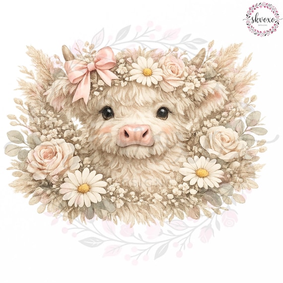 Cute Highland Cow PNG | Cow Lover PNG | Trendy Png | Country Cow Png | Coquette Cow Png | Cute Highland Calf Design | Cute Cow Design