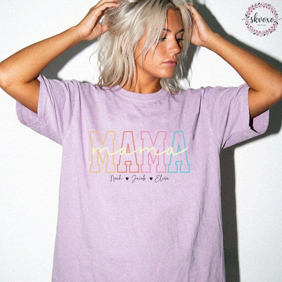 Pastel MAMA Block Letters T-Shirt | Mama Mom Shirt