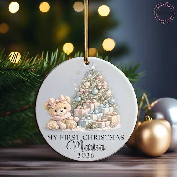Personalized My First Christmas Ornament 2026, Babys First Christmas Ornament, Custom Name Newborn Keepsake, Baby Girl Christmas Gift