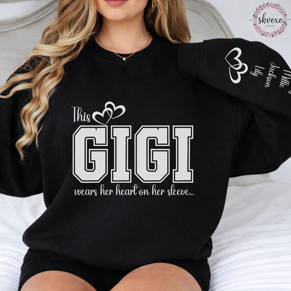 Personalized Grandma Gigi Sweatshirt with Grandkids Names on Sleeve, Mothers Day Gift, Birthday Gift for Grandma, New Grandma Sweater