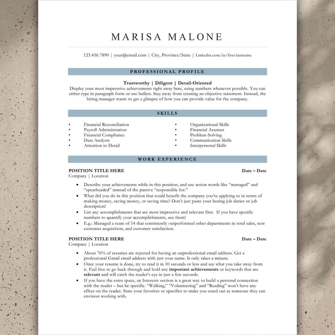 ATS Friendly Resume Template for Word, ATS Resume, ATS Cv Resume ...