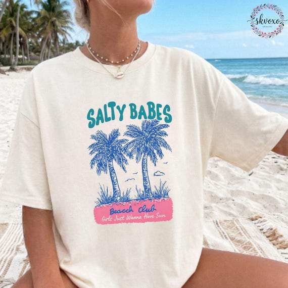 Comfort Colors summer vacation beach shirt Salty Babe tee for surfer Summer vibes surf tee, Ocean Lover Gift, Sea Shell Tee