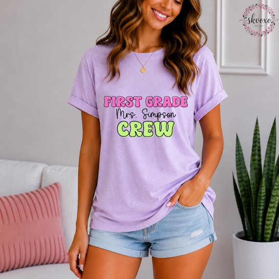 Custom Grade Teacher Crew Shirt, Back to School Teacher Gift, Last Day of School Tee, First Grade Teacher Life, Classroom Celebration Top