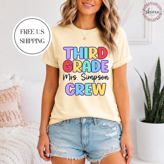 Customized Grade Teacher Shirt, Personalized Back to School Shirt, Cute Third Grade Teacher Shirt, Rainbow Teacher Shirt, Teacher Gift