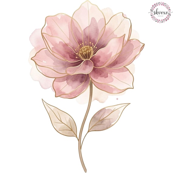 10 Pink Flowers Clipart | Abstract Flowers Print | Printable Watercolor Flowers Clipart | Paper craft | Digital Download
