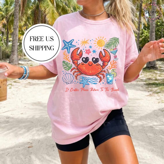 If Crabby Return To Beach Summer Comfort Colors® Shirt | Vintage Beach Shirt | Summer Vacation Tee Tshirt | Retro Graphic Summer Shirt