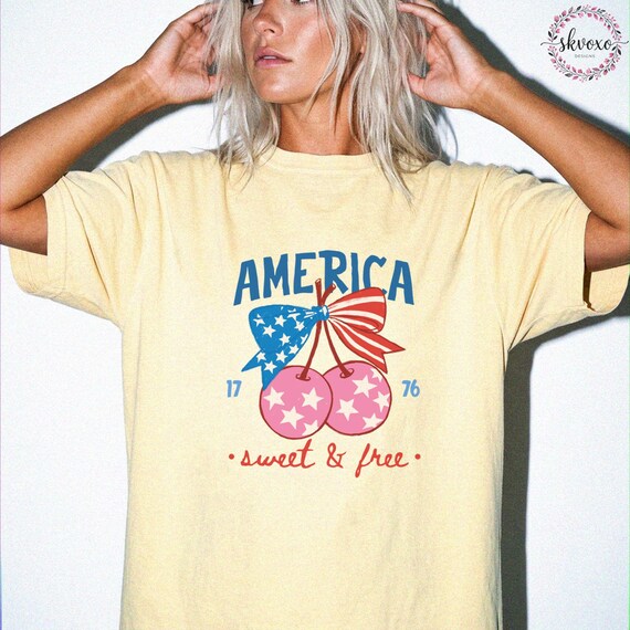 Copy of Comfort Colors® Sweet & Free Coquette Shirt, 4th of July Patriotic Shirt, Independence Day Shirt, Memorial Day Shirt