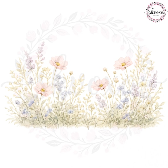 10 Wildflower Bed Clipart | Flowers Print | Printable Watercolor Clipart | High Quality PNGs | Paper craft | Digital Download