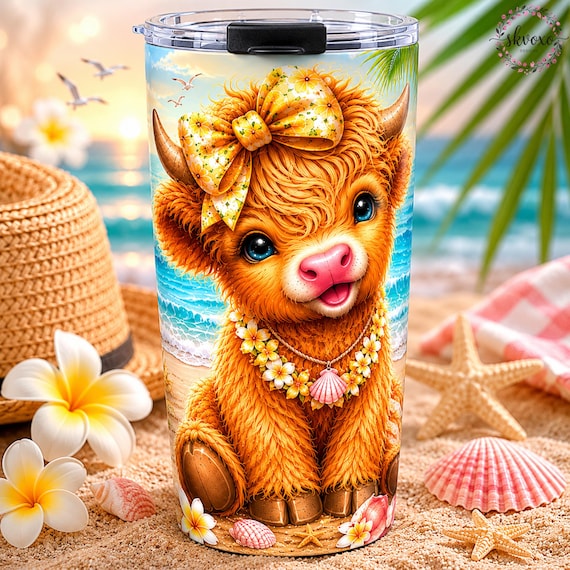 Highland Cow Beach Tumbler 20oz
