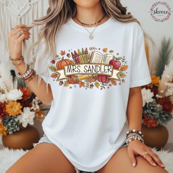 Customized Teacher Shirt, Back to School Shirt, Cute Fall Shirt, Personalized Name Teacher Shirt, Pencil Teacher Shirt, Teacher Gift