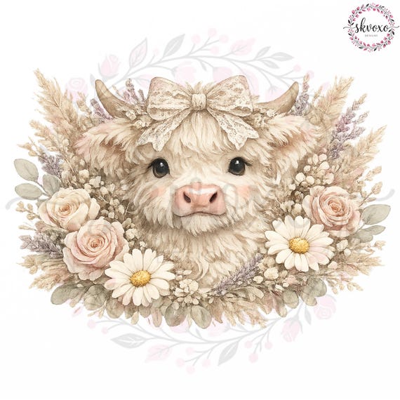 Cute Highland Cow PNG | Cow Lover PNG | Trendy Png | Country Cottagecore Cow Png | Coquette Cow Png