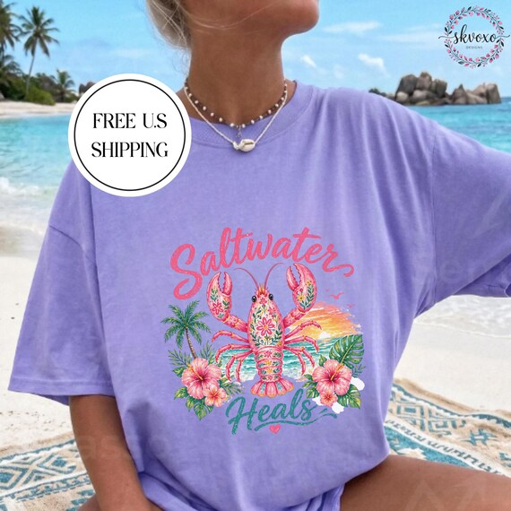 Comfort Colors Saltwater Heals Crab T-shirt | Summer Vibes Shirt | Beach Vibes Shirt