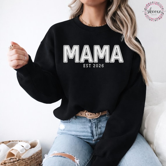 Mama sweatshirt, cozy crewneck for moms, mother gift, casual momwear, pregnancy reveal, everyday pullover, minimalist mom, Mother's Day gift