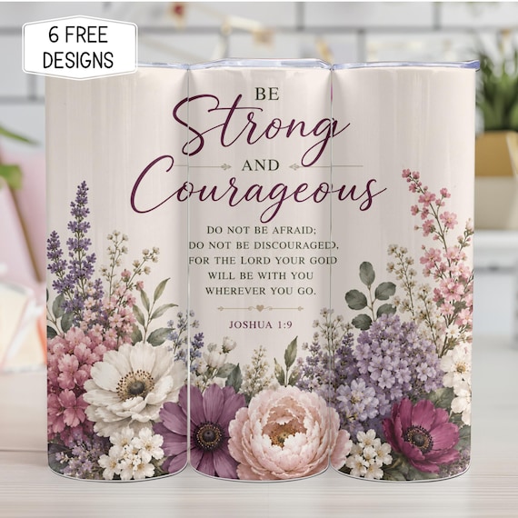 Bible Verse 20oz Tumbler Wrap PNG, Christian Floral Sublimation Design, Bible Verse Skinny Tumbler Digital Download