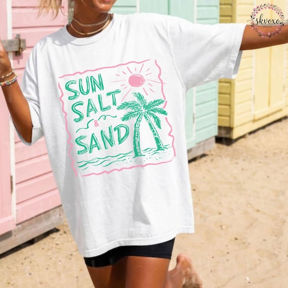 Comfort Colors® Sun Salt Sand Palm  Shirt, Minimalist Beach T-shirt, Funny Meme Shirt, Beach Shirt, Coastal Shirt, Summer Aesthetic Shirt