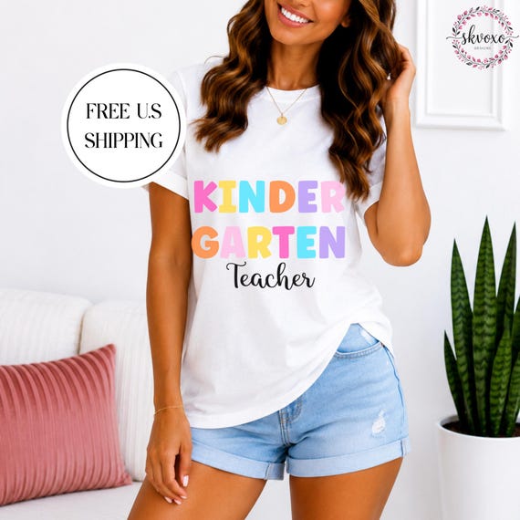 Customized Grade Teacher Shirt, Back to School Shirt, Cute Kindergarten Teacher Shirt, Rainbow Teacher Shirt, Teacher Gift