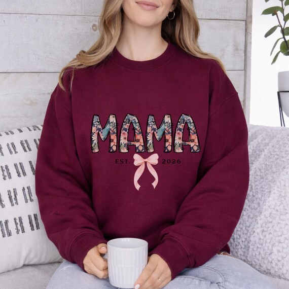 Personalized Mama Sweatshirt, Mothers Day Gift, Birthday Gift for Mom, New Mom Gift, Minimalist Cool Mom Sweater