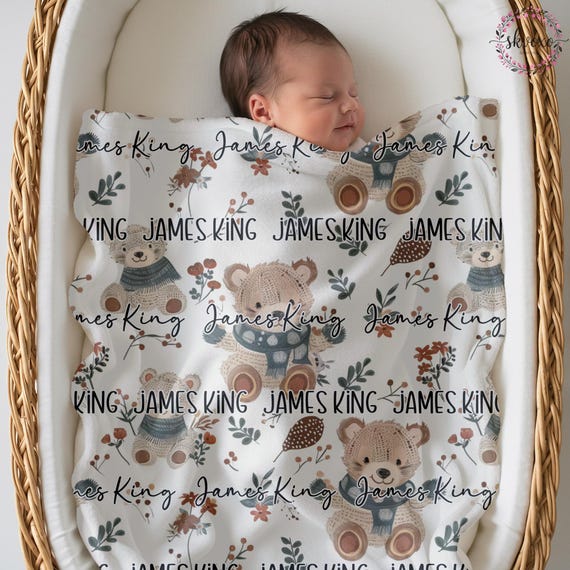 Personalized Baby Blanket, Custom Baby Name Blanket, Newborn Boy Nursery Decor, Newborn Swaddle, Hospital Blanket, Gift for Baby