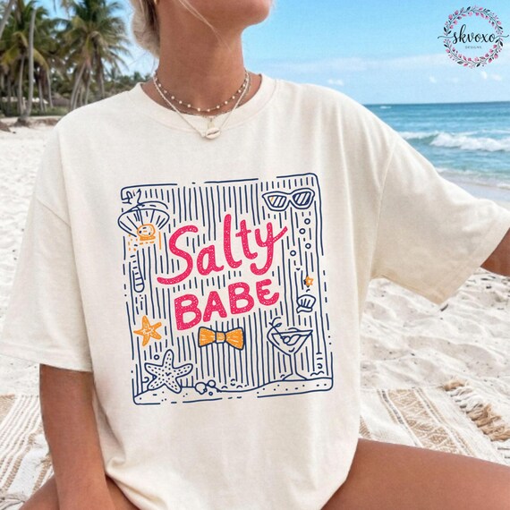 Summer Vibes Comfort Colors® Shirt | Salty Babe Summer Vacation Shirt | Beach Shirt | Trendy Summer Graphic Shirt