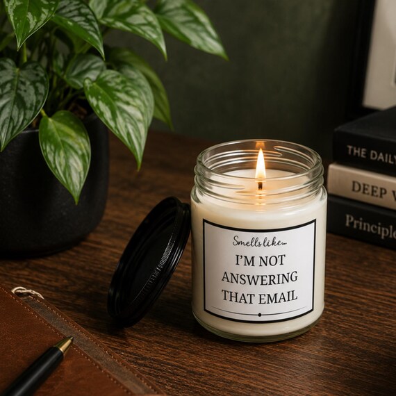 Smells Like I'm Not Answering That Email Soy Candle | 4oz & 9oz with Black Lid | Funny Candle Gifts
