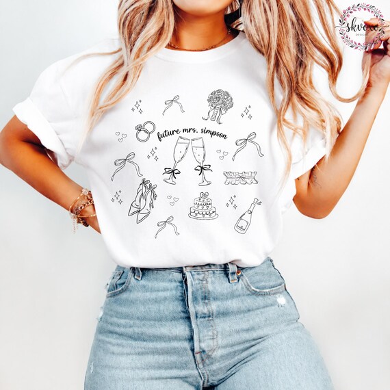 Future Mrs Engagement T-shirt | Engagement Wedding Doodle Bridal Celebration