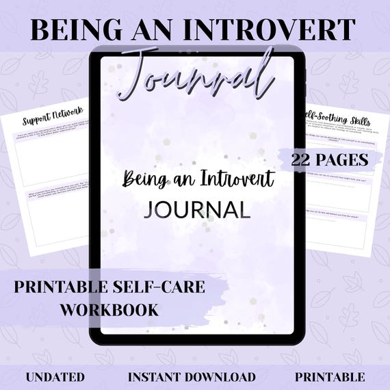 Being an Introvert Journal Printable, Introvert Self Care Workbook, Mental Wellness PDF, Reflection Journal, Coping Skills, Instant Download