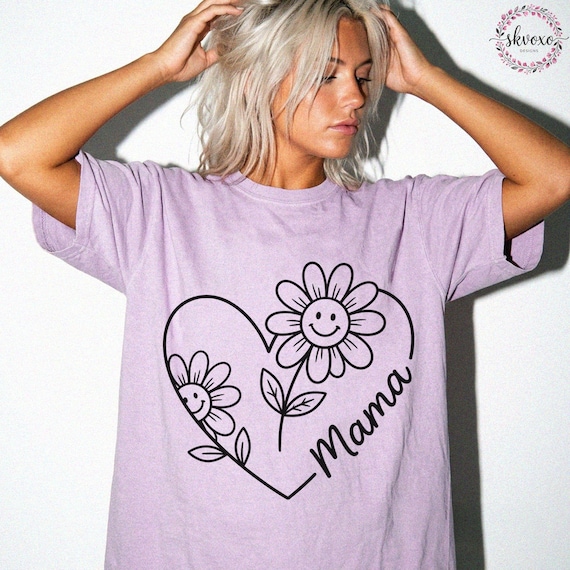 Mama Heart Daisy Tee | Floral Mom Shirt