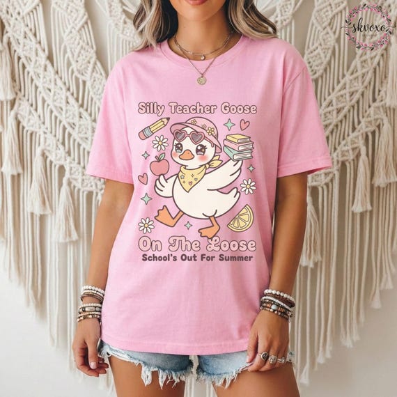 Silly Teacher Goose On The Loose T-Shirt | School's Out For Summer Tee