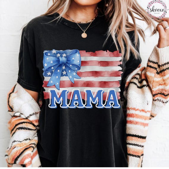 Comfort Colors® American MAMA Coquette Shirt,4th of July Patriotic Shirt, American Tee, Independence Day Shirt, Girly Memorial Day Shirt