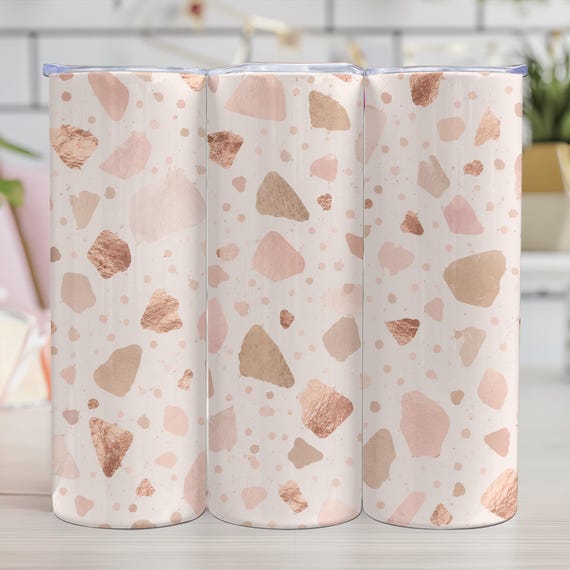 Rose Gold Pattern 20oz Tumbler Wrap PNG, Blush Pink Neutral Sublimation Design, Abstract Skinny Tumbler Digital Download