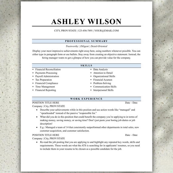 Easy ATS Resume Template Word | Professional, Editable, Cover Letter | Minimalist Design