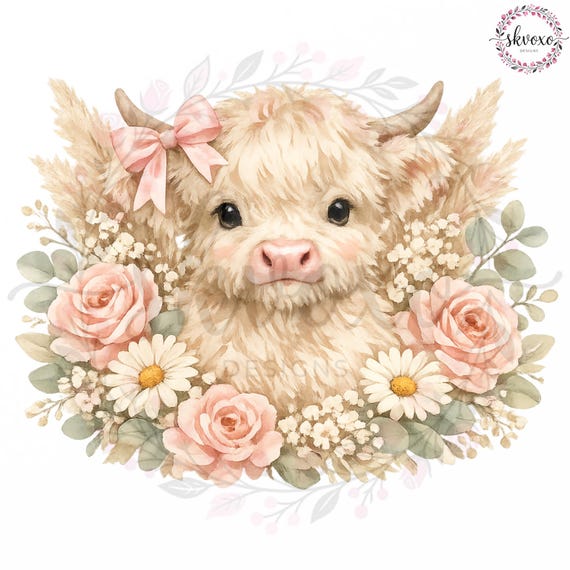 Cute Highland Cow PNG | Cow Lover PNG | Trendy Png | Country Cow Png | Coquette Cow Png | Cute Highland Calf Design | Cute Cow Design