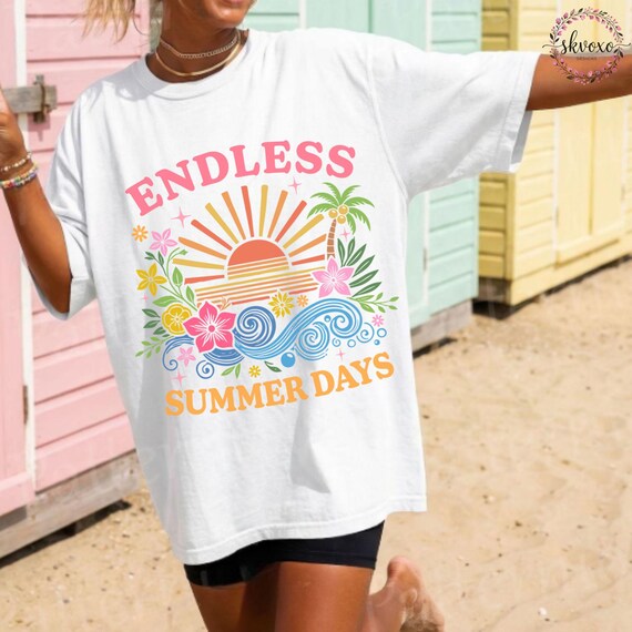 Endless Summer Days Tee, Comfort Colors® Tee, Sun Graphic Tee, Summer T Shirt, Boho Tee, Retro 70s Style Shirt, Oversized Tee