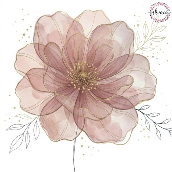 11 Pink Flowers Clipart 1 | Abstract Flowers Print | Printable Watercolor Clipart | Paper craft | Digital Download