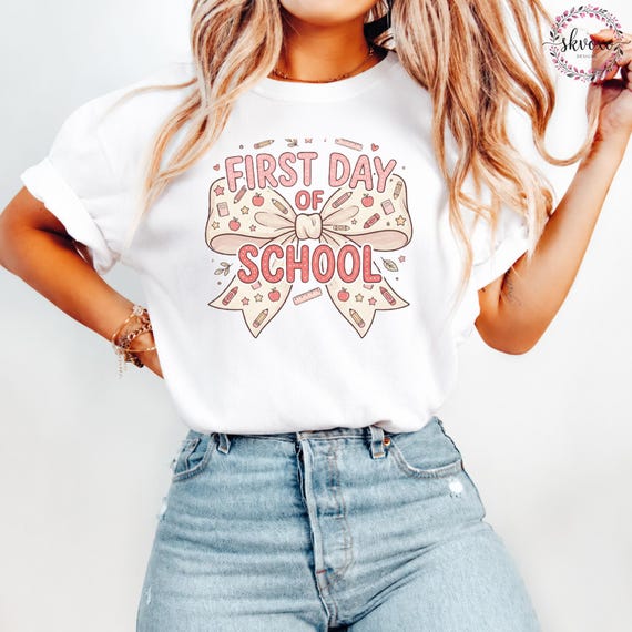 First Day of School Coquette Teacher T-Shirt | Back-to-School Teacher Shirt