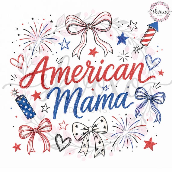 American Mama Tee PNG, Patriotic USA Flag Mom Design (Digital Download)