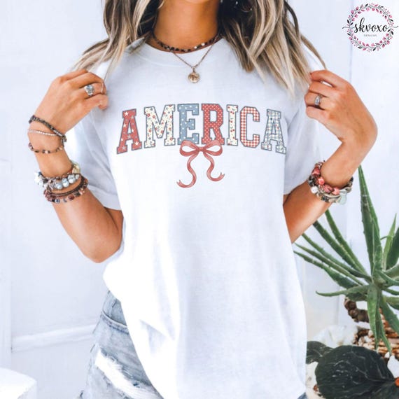 Comfort Colors® America Coquette Shirt, 4th of July Patriotic Shirt, American Tee, Independence Day Shirt, Girly Memorial Day Shirt