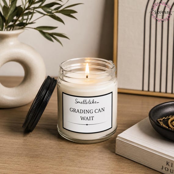 Smells Like Grading Can Wait Scented Soy Candle | Funny Candle Gifts | Teacher Candle Gift