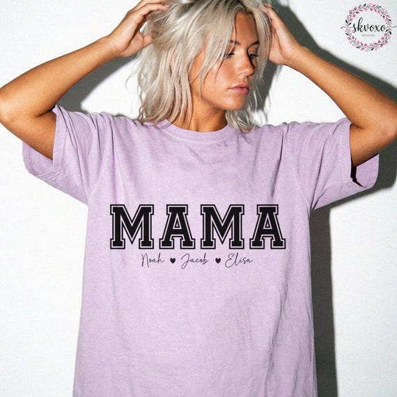 Personalized Mama Comfort Colors Shirt | Custom Mama Shirt With Kids Names Gift