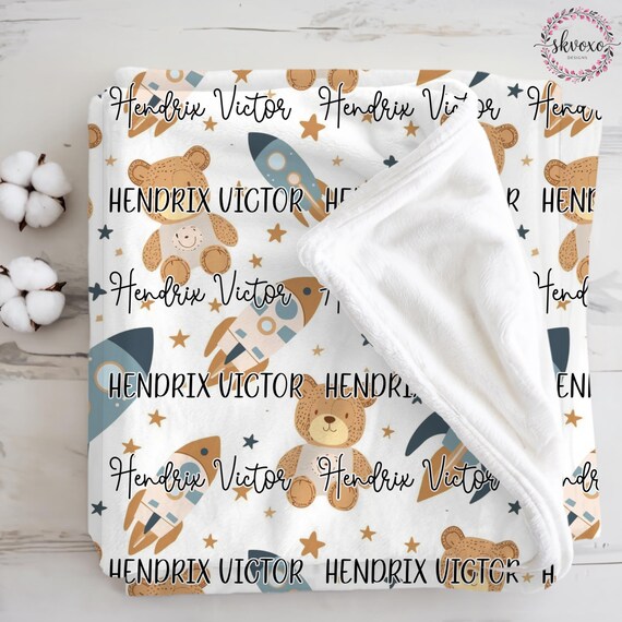 Personalized Baby Blanket, Custom Baby Name Blanket, Newborn Boy Nursery Decor, Newborn Swaddle, Hospital Blanket, Gift for Baby